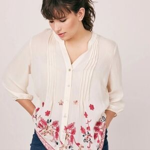 Fig and flower Blouse Semi Sheer size S